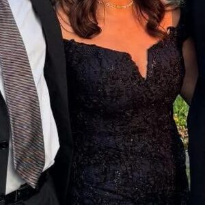 Aqua Strapless Midnight Lace Dress